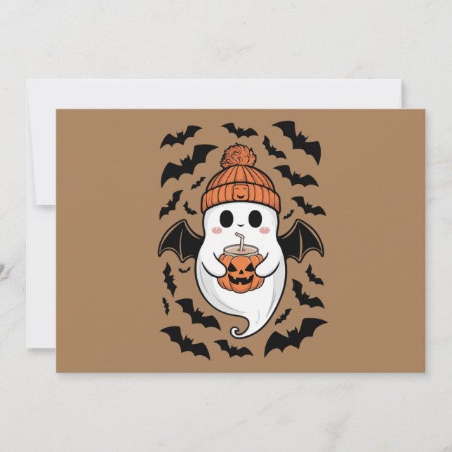 Convites Halloween Cute Ghost Fall Spooky Season Gift (Frente)
