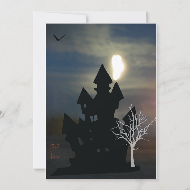 Convites Halloween da casa assombrada (Frente)