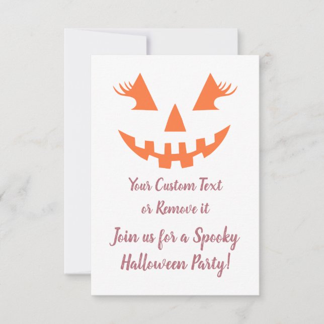 Convites Halloween da Girly Jack O Lanterna Pumpkin Persona (Frente)