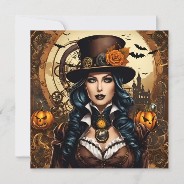 Convites Halloween dans le style steampunk (Frente)