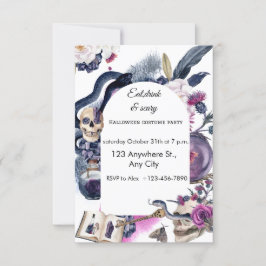 Convites Halloween de cor azul púrpura e escura