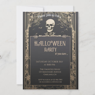 Convites Halloween de esqueleto clássico