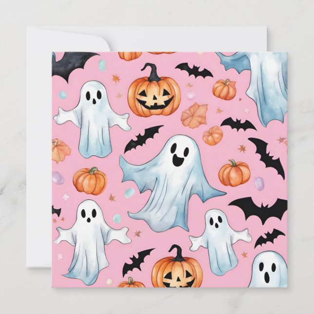 Convites Halloween De Ghost E Pumpkin Gerados Por AI (Frente)