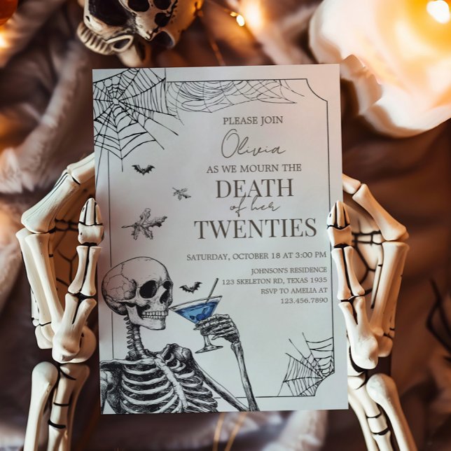 Convites Halloween Death to my Twties Aniversário (Death of my Twenties Birthday Party Invitation )