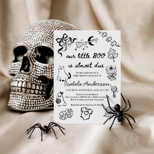 Convites Halloween desenhado à mão Little Boo está quase ch