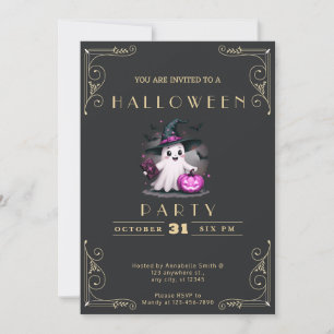 Convites Halloween do Assistente de Fantasmas Preto e Doura