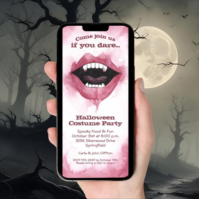 Convites Halloween do sorriso de vampiro (Vampire Smile Halloween Invitation - INSTANT DOWNLOAD and/or printed)