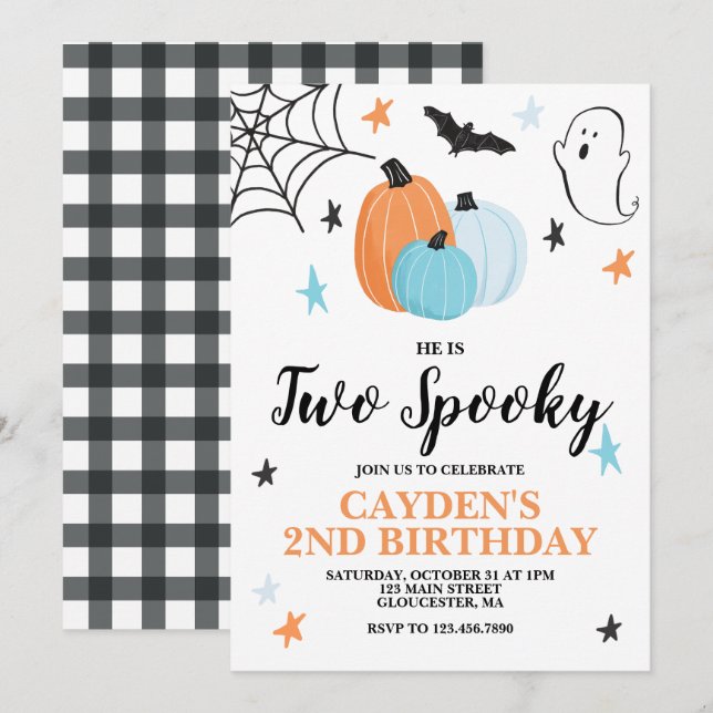 Convites Halloween DOIS Aniversário Assustador de 2 anos Ab (Frente/Verso)