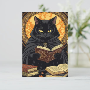 Convites Halloween em Capa Dura Um Gato Lendo Livros