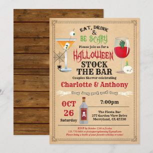 Convites Halloween estoca a rústica dos chás casais bares