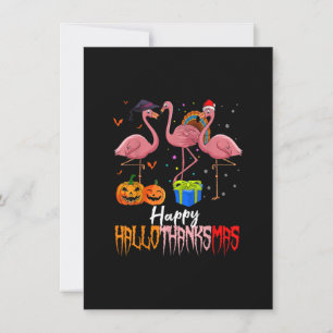 Convites Halloween Flamingo Happy Hallothanksmas Pumpkin