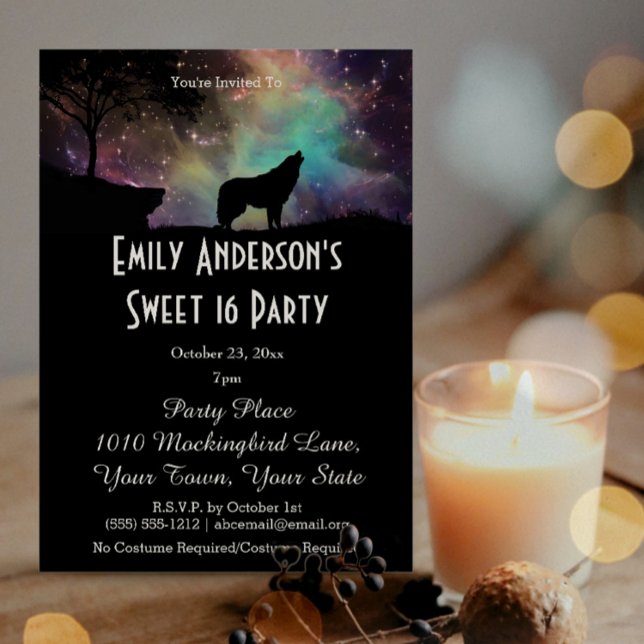 Convites Halloween Galaxy Wolf Costume Sweet 16 Aniversário (Criador carregado)