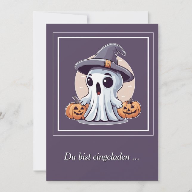Convites Halloween: Geist mit Kürbissen - (Frente)