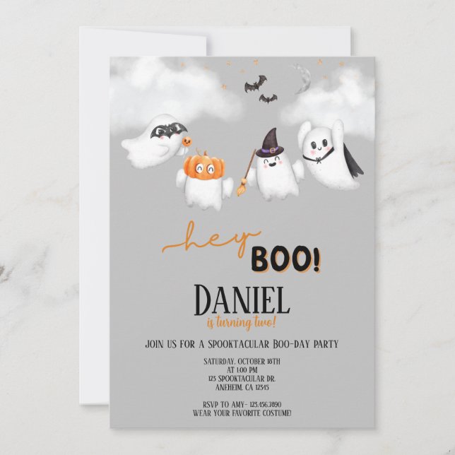 Convites Halloween Ghost Ei Festa de aniversário Boo (Frente)