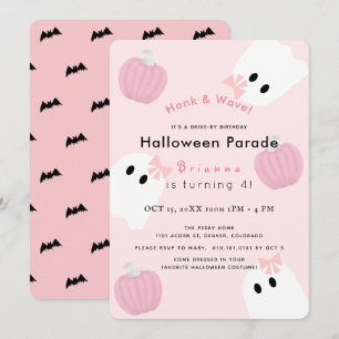 Convites Halloween Ghost Pink Pumpkin Drive by Birthday