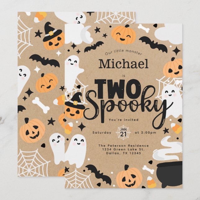 Convites Halloween Ghost Pumpkin 2nd Birthday Party (Frente/Verso)