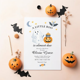 Convites Halloween Ghost Pumpkin Little Boo Chá de fraldas