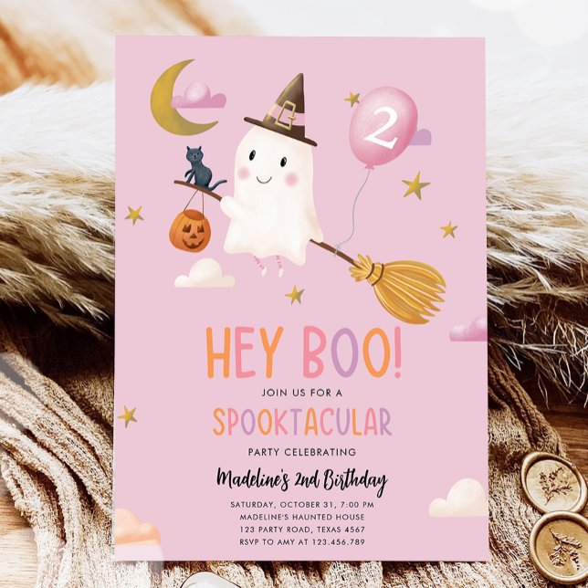Convites Halloween Ghost Spooktacular Ei Garota Boo Anivers (Criador carregado)