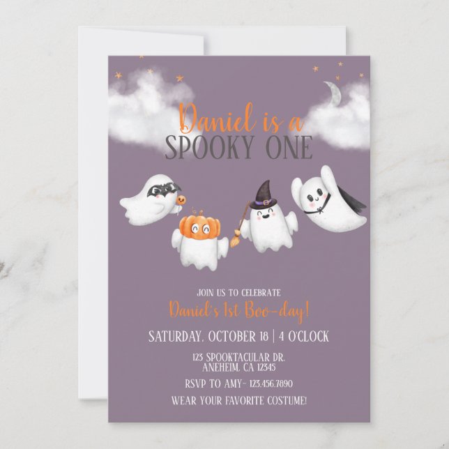 Convites Halloween Ghost Spooky One Festa de aniversário (Frente)