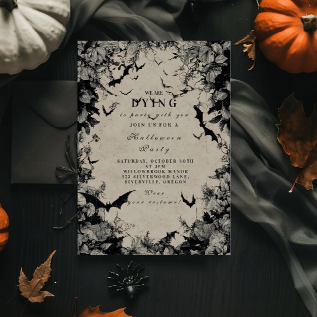 Convites Halloween Gótico de Morcegos Assombrados (Criador carregado)