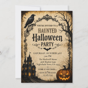 Convites Halloween Gótico Vintage