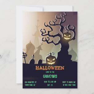 Convites Halloween Graveyard Cemitério Jack O'Lantern