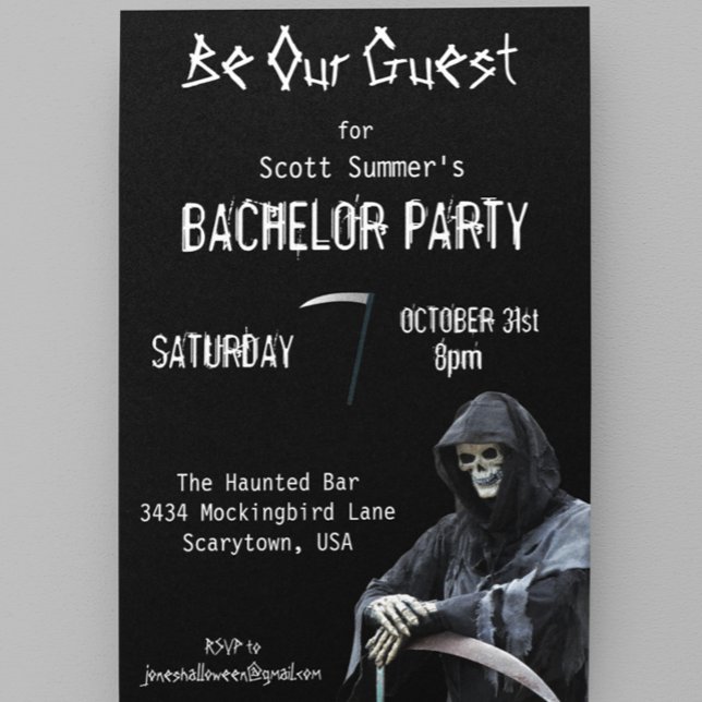 Convites Halloween Grim Reaper Bachelor Party (Criador carregado)