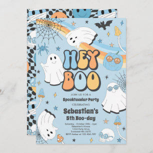 Convites Halloween Groovy Cute Ghost Ei Boo Festa de aniver