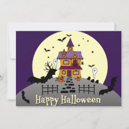 Convites Halloween Hauneen Casa Negra Bat Lua Completa Roxo