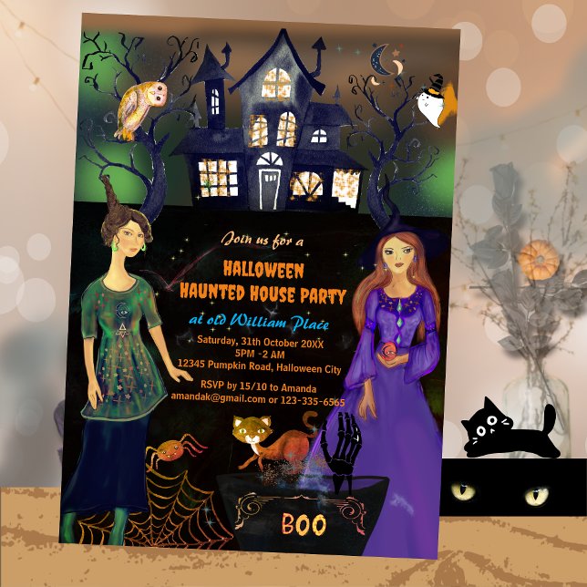 CONVITES HALLOWEEN HAUNTED HOUSE PARTIDO (HALLOWEEN HAUNTED HOUSE PARTY INVITATION)