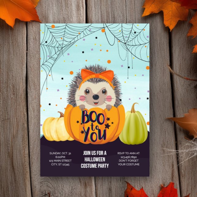 Convites Halloween Hedgehog Pumpkin Spooky Festa de Figurin (Criador carregado)