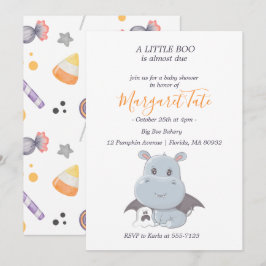 Convites Halloween Hippopotamus Little Boo Chá de fraldas