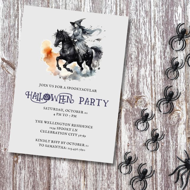 Convites Halloween Horse Witch Spooky, Partido Equestre (Criador carregado)