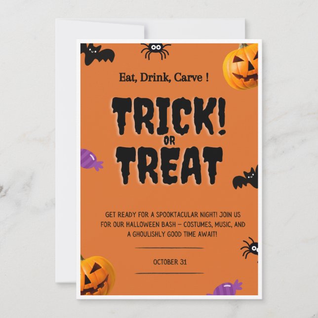 Convites halloween invitations, Trick or Treat (Frente)
