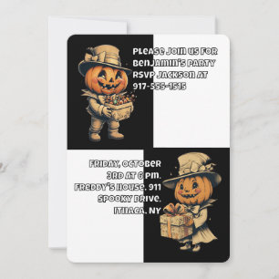 Convites Halloween Jack o Lanterna em Preto