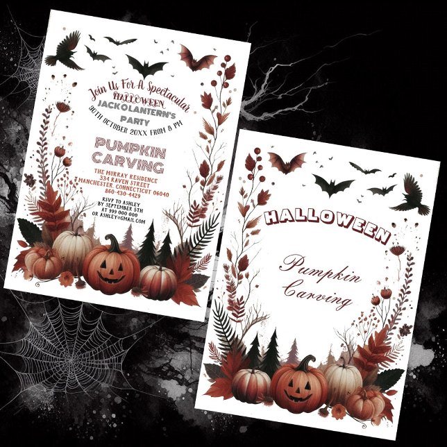 Convites Halloween Jack O Lanternas Pumpkin Carving Party (Halloween Jack O Lanterns Pumpkin Carving Party Invitation)