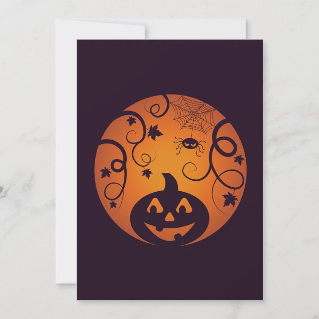 Convites Halloween Jack ou lanterna abóbora face e aranha (Frente)