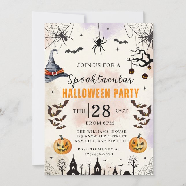 Convites Halloween Kids Spooktacular Party Invitation (Frente)