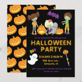 Convites Halloween Kids Zombies Pumpkin Ghost Spooky Party