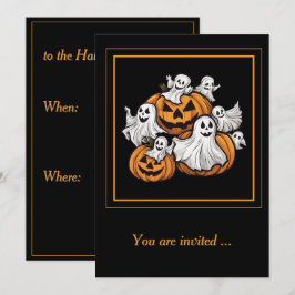 Convites Halloween: Kleine Geister mit Kürbissen - 