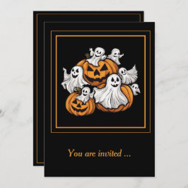 Convites Halloween: Kleine Geister mit Kürbissen -