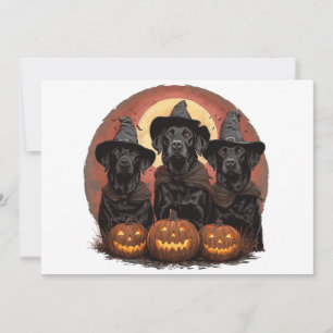 Convites Halloween Labrador Retriever Cachorros Bruxos