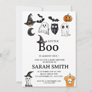Convites Halloween Little Boo é quase Chá de fraldas devido