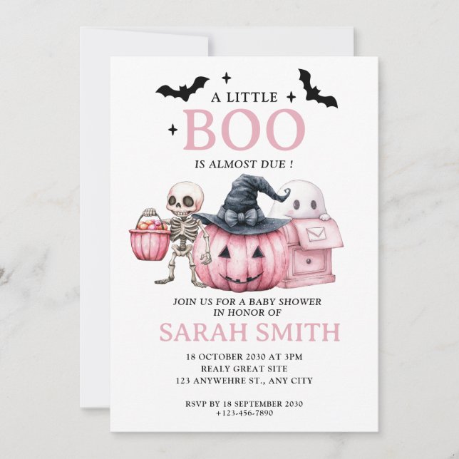 Convites Halloween Little Boo é quase Chá de fraldas devido (Frente)
