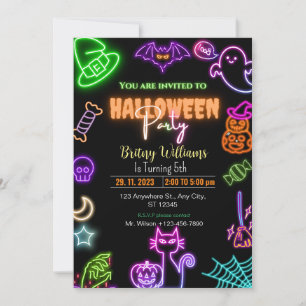 Convites Halloween - Luz Escura Neon