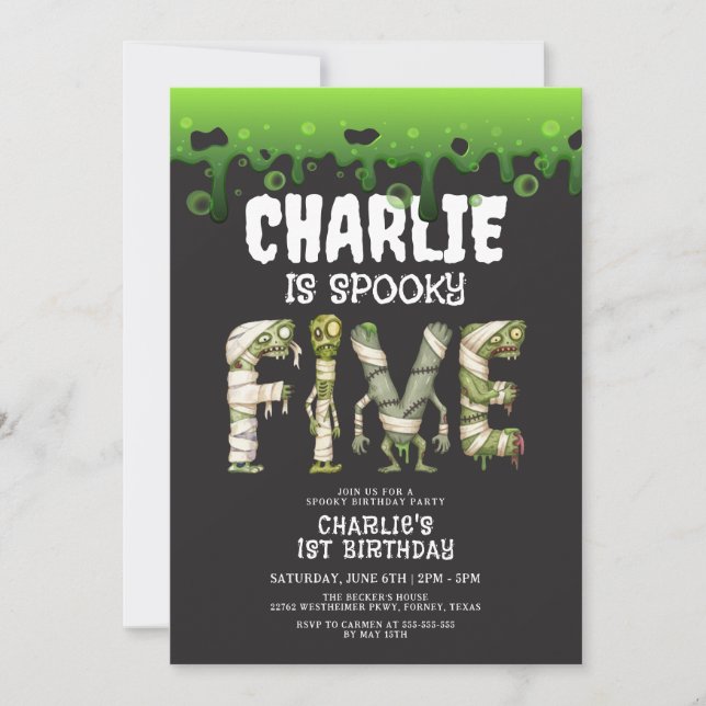 Convites Halloween Monsters Spooktacular 5 Birthday (Frente)