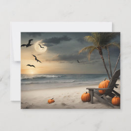 Convites Halloween na praia - Notecard Vazio