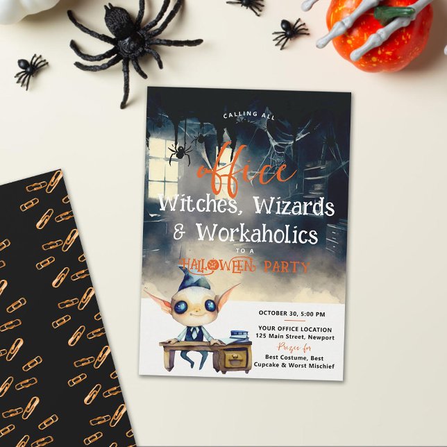 Convites Halloween Office Party Business Corporate Ghoulish (Halloween office party ghoul funny fun elegant modern cute law accountant finance financial business)