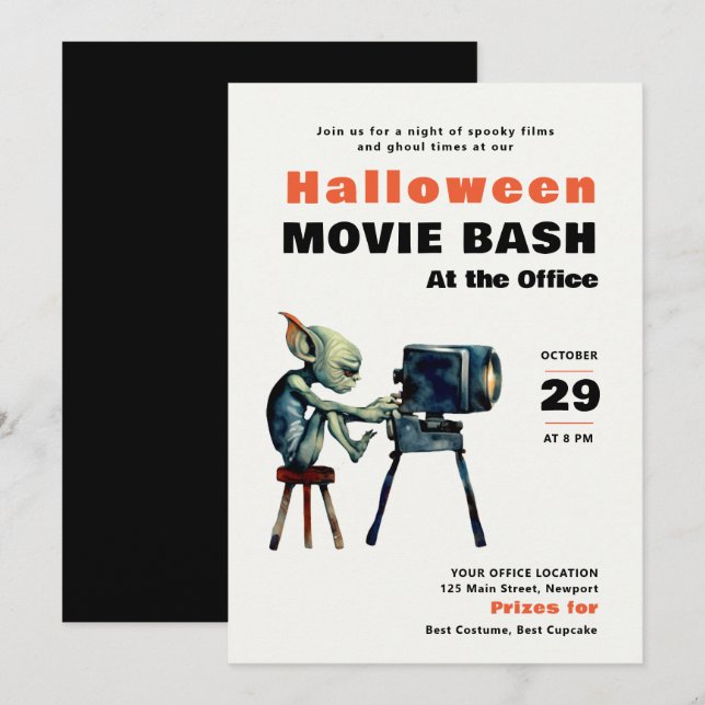 Convites Halloween Office Party Business Movie Bash Gremlin (Frente/Verso)
