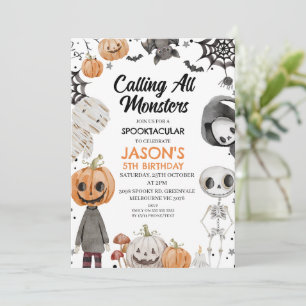 Convites Halloween Orange chamando todos os monstros Aniver